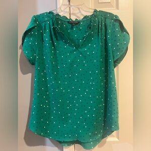 41 Hawthorn Teal and White Polka Dot Blouse